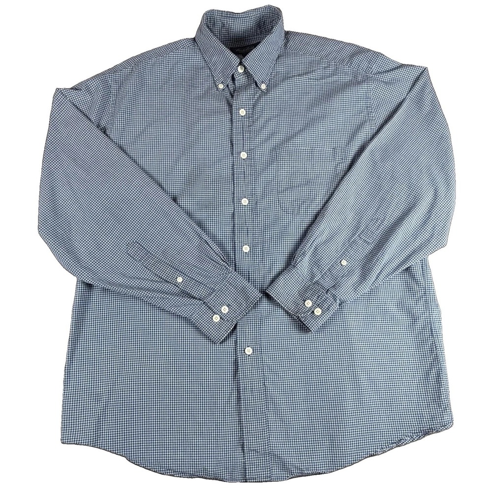 Brooks Brothers Shirt Mens Large Blue Gingham Long Sleeve Button Down Dress